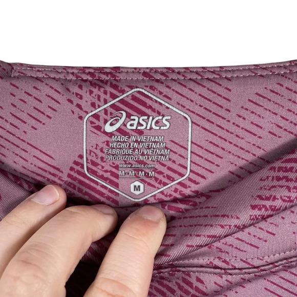 Asics Kate Mesh Capri Leggings Purple Oxide/Dried Berry Linear Eclipse Size M - Picture 11 of 14